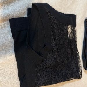 Lace and silk black Eres PJs, 3 piece set S/M